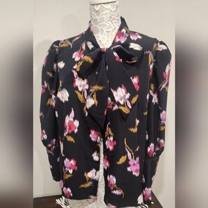 Who What Wear Floral Blazer - Black, Pink, Gold